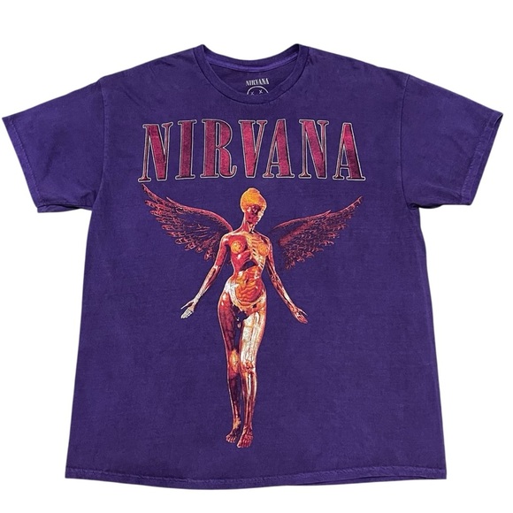 Nirvana In Utero Officially Licensed Band Merch Purple Vintage L Retro 90s Rock - Picture 1 of 5